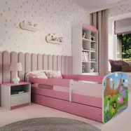 Kocot Kids Barnsäng - Babydreams Rosa - Safari Med Låda Och Madrass 160x80 Cm