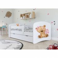 Kocot Kids Barnsäng - Babydreams Vit - Bear With Flowers Med Låda 140x70 Cm
