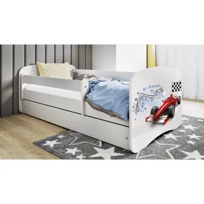 Kocot Kids Barnsäng - Babydreams Vit - Formula One Med Låda Och Madrass 160x80 Cm