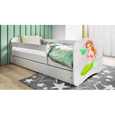 Kocot Kids Barnsäng - Babydreams Vit Med Låda - Sjöjungfru 140x70 Cm