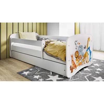 Kocot Kids Barnsäng - Babydreams Vit Med Madrass - Djur 180x80 Cm