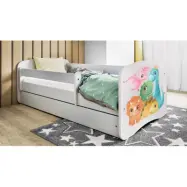 Kocot Kids Barnsäng - Babydreams Vit Med Madrass - Små Dinosaurier 140x70 Cm