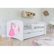 Kocot Kids Barnsäng - Babydreams Vit - Princess And Horse Med Låda 160x80 Cm