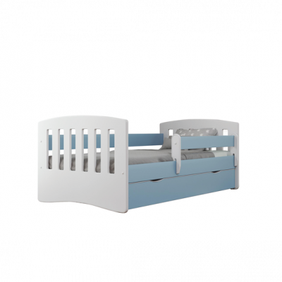 Kocot Kids Barnsäng - Classic 1 Blå - Med Låda Och Madrass 160x80 Cm