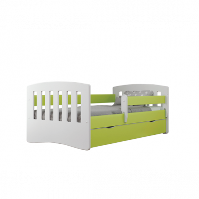 Kocot Kids Barnsäng - Classic 1 Grön - Med Låda Och Madrass 180x80 Cm