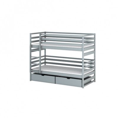 Lano Meble LOFT - Våningssäng Med Lådor - 80x160 Cm - Grå