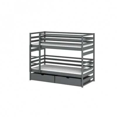 Lano Meble LOFT - Våningssäng Med Lådor - 80x200 Cm - Grafit