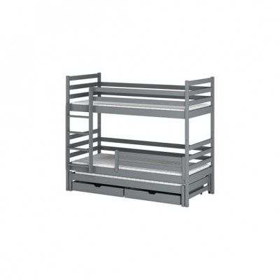 Lano Meble LUK - Våningssäng Med Extrasäng Och Lådor - 80x160 Cm - Grå