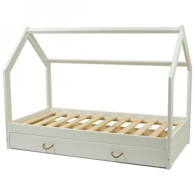 PQP Hussäng - Barnsäng Med Låda Och Skyddskant - 160X80 Cm - Vit