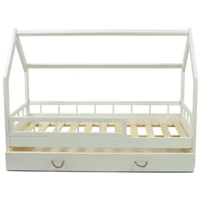 PQP Hussäng - Barnsäng Med Låda Och Skyddskant - 160X80 Cm - Vit