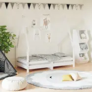 VidaXl Sängram Barnsäng I Massiv Furu 70X140 Cm Vit