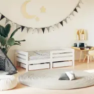 VidaXl Sängram Barnsäng M. Lådor 70X140 Cm Massiv Furu Vit