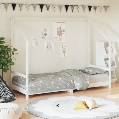 VidaXl Sängram Barnsäng Massiv Furu Vit 80X200 Cm