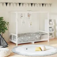 VidaXl Sängram För Barnsäng Massiv Furu Vit 80X160 Cm