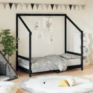 VidaXl Sängram För Barnsäng Svart 80X160 Cm Massiv Furu