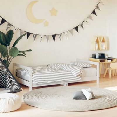 VidaXl Sängram I Massiv Furu Barnsäng Vit 80X160 Cm