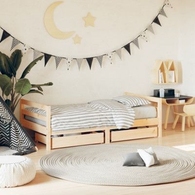 VidaXl Sängram I Massiv Furu Med Lådor För Barnsäng 80X160 Cm