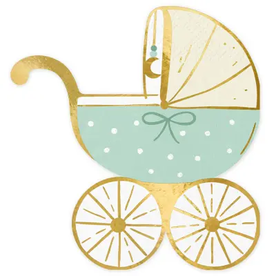 Baby Shower Barnvagn Servett Blå 20-pack