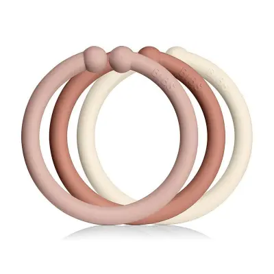 BIBS barnvagnsringar 12-pack, blush/woodchuck/ivory