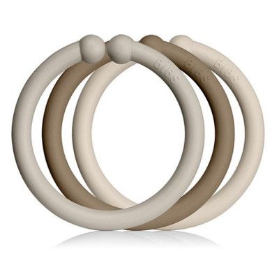 BIBS barnvagnsringar 12-pack, sand/dark oak/vanilla