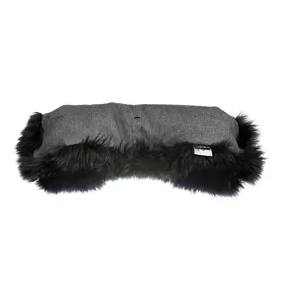 Bozz handmuff lammskinn, grå melange/grå långhårig