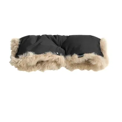 Bozz handmuff lammskinn, svart melange/linen långhårig