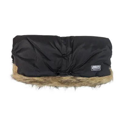 Bozz handmuff slät med päls, svart