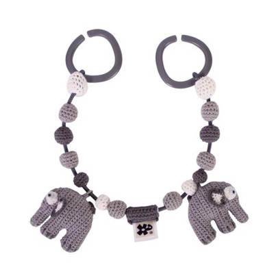 Sebra virkat barnvagnshänge, elefant classic grey