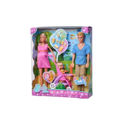 Steffi Love Dockfamilj med barnvagn - Steffi Love -  Leksaksaffären