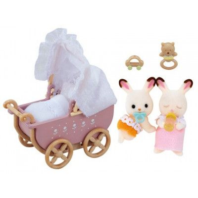 Sylvanian Families Tvillingarna Chokladkanin & Barnvagn 2206