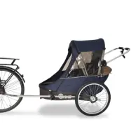 Wike - Cykelvagn Dubbel Premium (jogging + Stroller) - Navy/Brun
