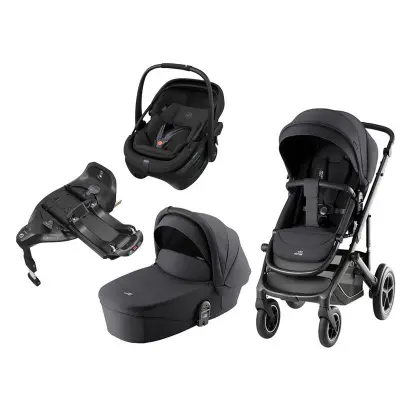 Britax Smile 5Z duovagn + Maxi-Cosi Coral Slide Pro babyskydd + isofixbas