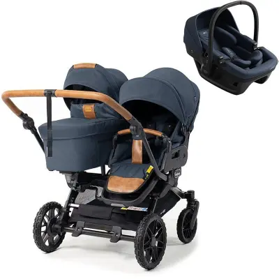 Emmaljunga Double Sento syskonvagn 2027 + Axkid Zero Pro babyskydd