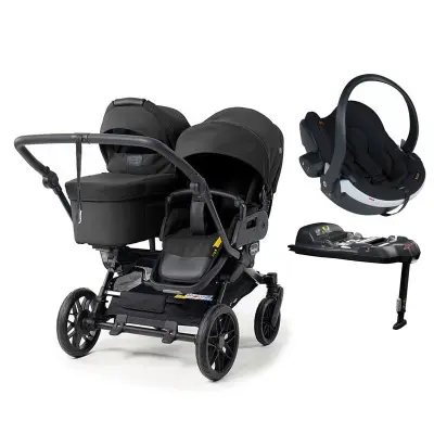 Emmaljunga Double Sento syskonvagn 2027 + BeSafe iZi Go Modular X2 babyskydd + isofixbas