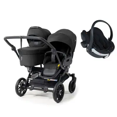 Emmaljunga Double Sento syskonvagn 2027 + BeSafe iZi Go Modular X2 babyskydd