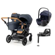 Emmaljunga Double Sento syskonvagn 2027 + Britax Römer Baby-Safe Pro babyskydd + bas