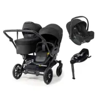 Emmaljunga Double Sento syskonvagn 2027 + Joie i-Snug 2 babyskydd + isofixbas