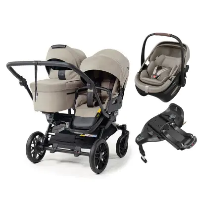 Emmaljunga Double Sento syskonvagn 2027 + Maxi-Cosi Coral Slide Pro babyskydd + isofixbas