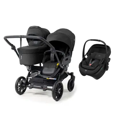 Emmaljunga Double Sento syskonvagn 2027 + Maxi-Cosi Coral Slide Pro babyskydd