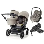 Emmaljunga Double Sento syskonvagn 2027 + Maxi-Cosi Pebble Slide Pro babyskydd + isofixbas