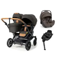 Emmaljunga Double Sento syskonvagn 2027 + Nuna Arra Flex babyskydd + isofixbas