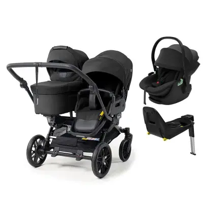 Emmaljunga Double Sento syskonvagn 2027 + Thule Maple babyskydd + bas