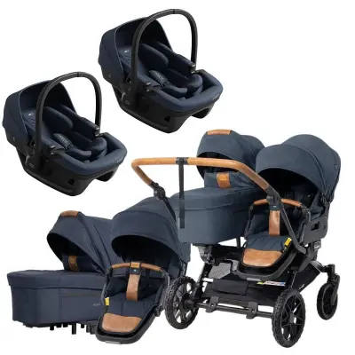 Emmaljunga Double Sento tvillingvagn 2027 + Axkid Zero Pro babyskydd