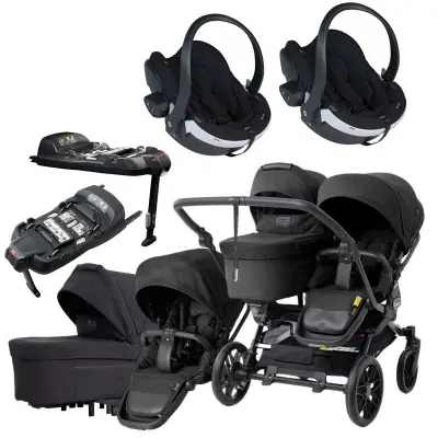 Emmaljunga Double Sento tvillingvagn 2027 + BeSafe iZi Go Modular X2 babyskydd + isofixbaser