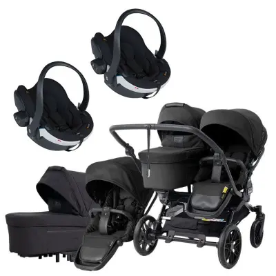 Emmaljunga Double Sento tvillingvagn 2027 + BeSafe iZi Go Modular X2 babyskydd