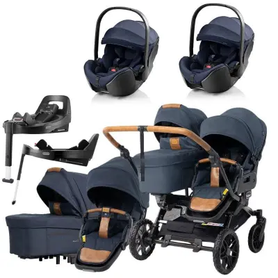 Emmaljunga Double Sento tvillingvagn 2027 + Britax Römer Baby-Safe Pro babyskydd + isofixbaser