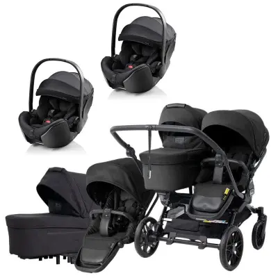 Emmaljunga Double Sento tvillingvagn 2027 + Britax Römer Baby-Safe Pro babyskydd