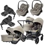 Emmaljunga Double Sento tvillingvagn 2027 + Maxi-Cosi Pebble Slide Pro babyskydd + isofixbaser