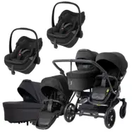 Emmaljunga Double Sento tvillingvagn 2027 + Maxi-Cosi Pebble Slide Pro babyskydd