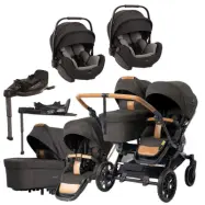 Emmaljunga Double Sento tvillingvagn 2027 + Nuna Arra Flex babyskydd + isofixbaser